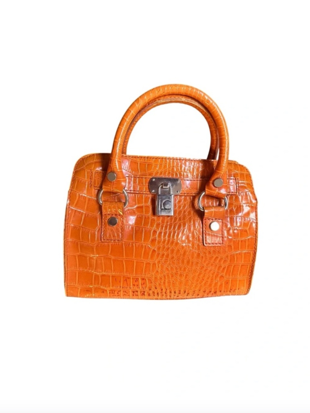 Orange Croc-Embossed Liz Claiborne Satchel